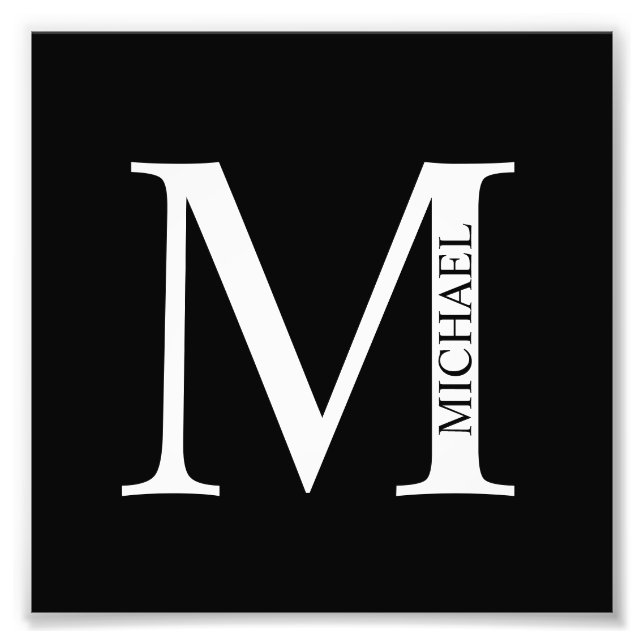 Monogramme personnalisé et nom Impression photo (Devant)