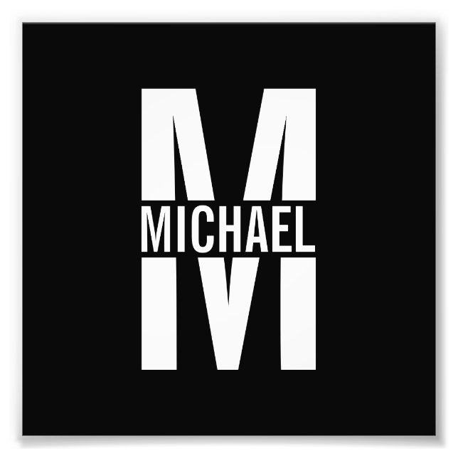 Monogramme personnalisé et nom Impression photo (Devant)