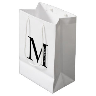 Monogramme personnalisé et nom sac cadeau moyen