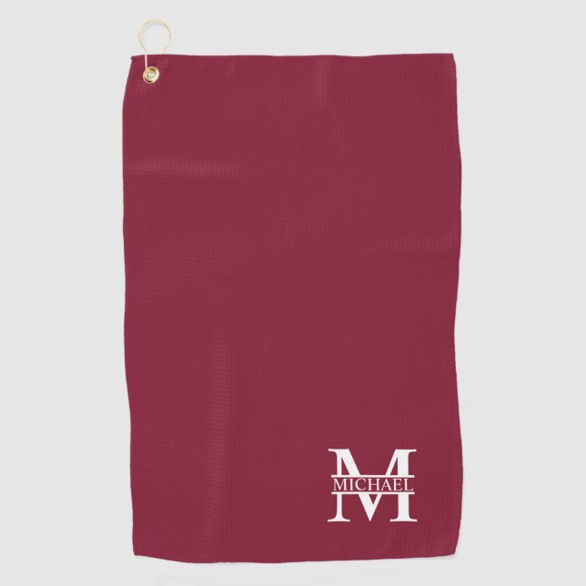 Monogramme personnalisé et nom serviette de golf (Devant)