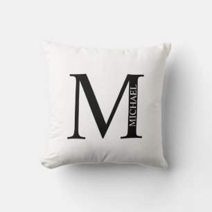Monogramme personnalisé et oreiller à lancer de no