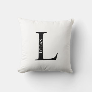 Monogramme personnalisé et oreiller à lancer de no