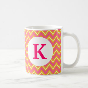Monogramme Personnalisé Imprimé Café Mug Pink Chev