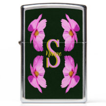Monogramme personnalisé initial nom Cosmos rose