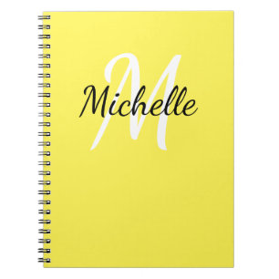 Monogramme personnalisé jaune et blanc Carnet mign
