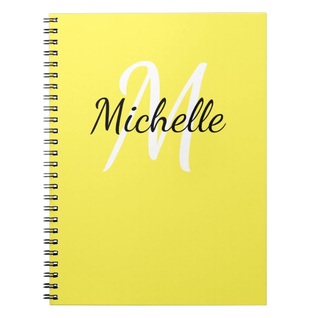 Monogramme personnalisé jaune et blanc Carnet mign (Devant)