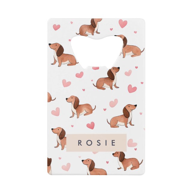 Monogramme Personnalisé Mignon Chien Dachshund (Devant)