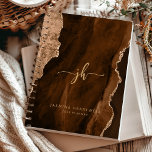 Monogramme personnalisé Mocha Brown Gold Agate 202<br><div class="desc">Cet élégant planificateur 2025 présente une aquarelle marron mocha et une parties scintillant en faux or. Personnalisez-le avec des initiales monogrammes en écriture de script dorée tendance,  avec le nom et l'année en sans serif font.</div>