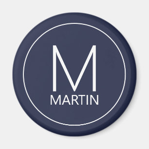 Monogramme personnalisé moderne et aimant de nom