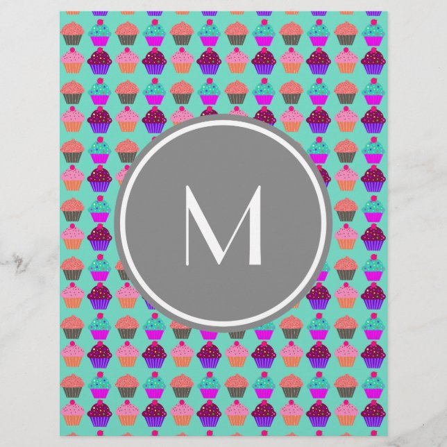 Monogramme personnalisé Motif Cupcake (Devant)