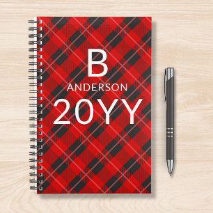 Monogramme Personnalisé Motif Tartan Rouge Plaid