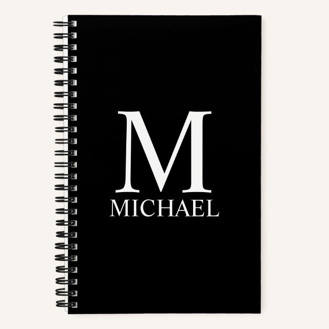 Monogramme personnalisé noir et Carnet de nom (Recto)