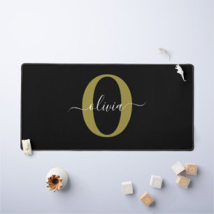Monogramme personnalisé Nom du script Black White