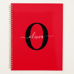 Monogramme personnalisé Nom du script Rouge Noir B<br><div class="desc">Ce monogramme élégant et design de nom de script peut être offert en cadeau pour un anniversaire, mariage, douche nuptiale, anniversaire, fête des mères ou toute occasion. Il peut être personnalisé avec l'initiale et le nom de la personne. Vous pouvez modifier la police, la couleur de police, la taille de...</div>
