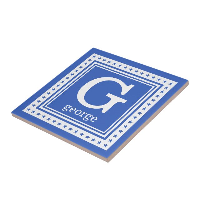 monogramme personnalisé, nom et carreaux de couleu (Côté)