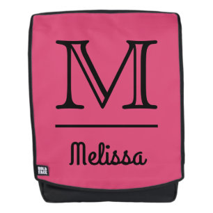 monogramme personnalisé, nom et sac à dos couleur