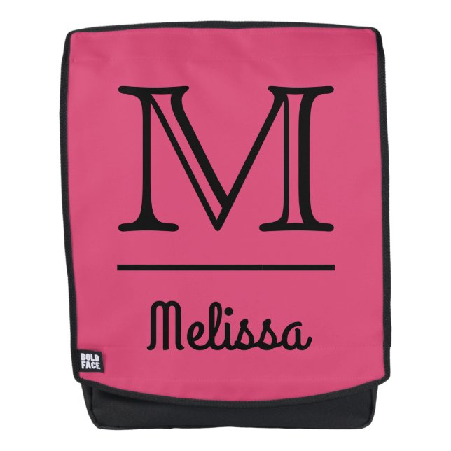 monogramme personnalisé, nom et sac à dos couleur (Devant)