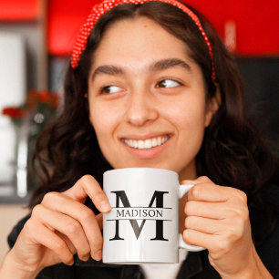 Monogramme personnalisé Nom initial Café Mug