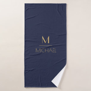 Monogramme personnalisé   Nom Navy & Or   