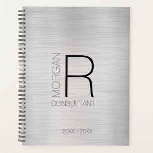 Monogramme personnalisé Nom Profession Date, Gris 