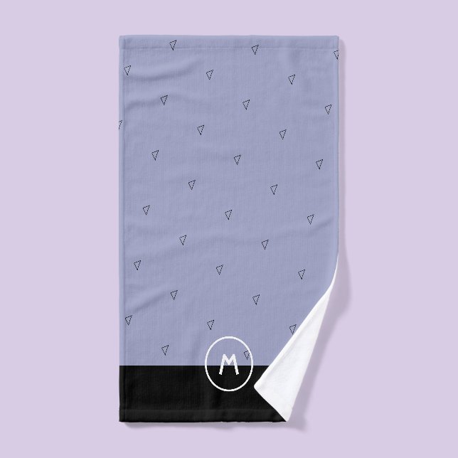 Monogramme personnalisé nom simple bleu noir minim (Serviette à main)