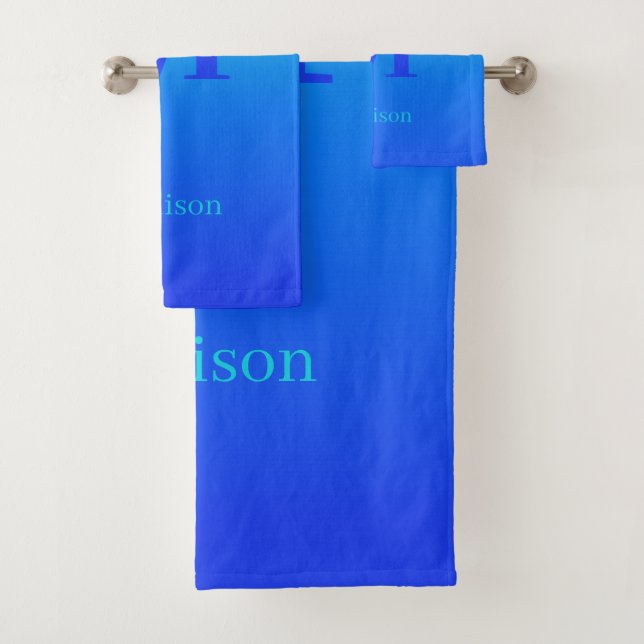 Monogramme personnalisé & nom Turquoise à Blue Gra (En situation)