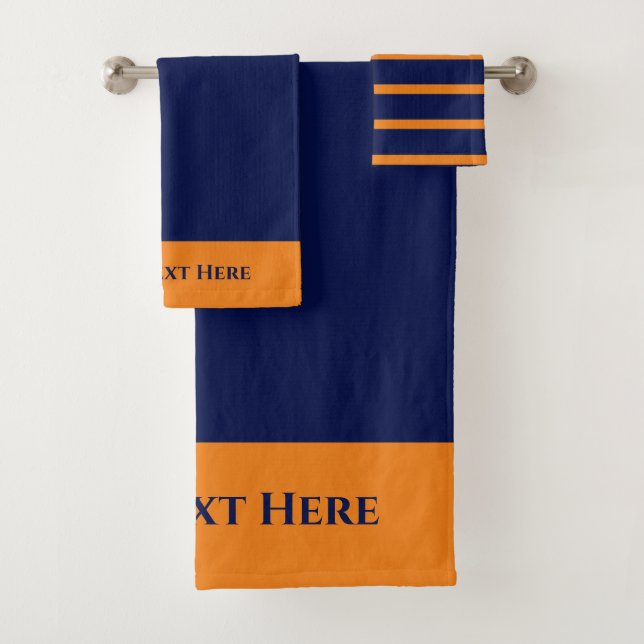 Monogramme personnalisé orange bleu rayé uni (En situation)