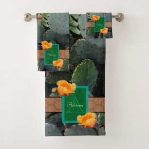 Monogramme personnalisé Orange Prickly Pear Cactus