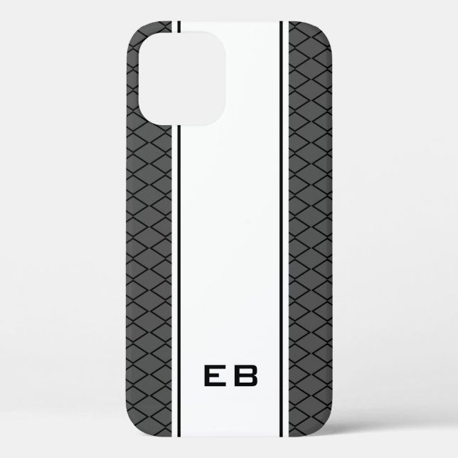 monogramme personnalisé rayé iPhone 12 coque pour  (Verso)