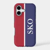 Monogramme personnalisé rayé rouge blanc et bleu