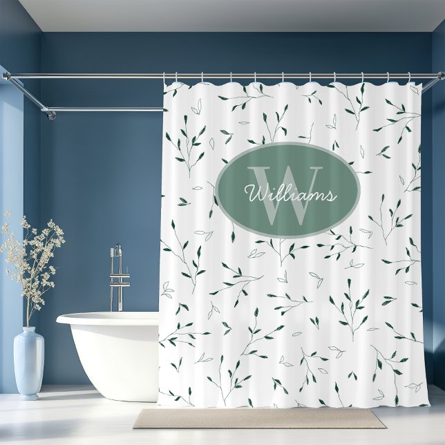Monogramme personnalisé Rideau de douche Minimal B (Créateur téléchargé)