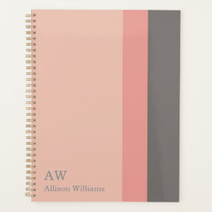 Monogramme personnalisé rose, rose sable et gris