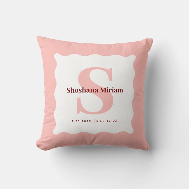 Monogramme personnalisé Statistiques bébé Coussin  (Recto)