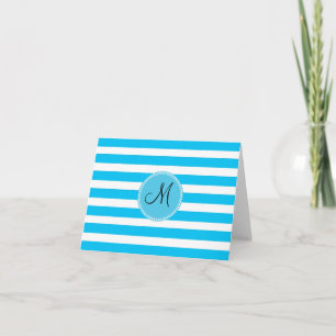 Monogramme personnalisé Turquoise Bleu et blanc ra
