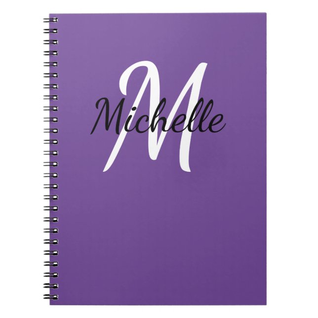 Monogramme personnalisé violet et blanc Carnet mig (Devant)