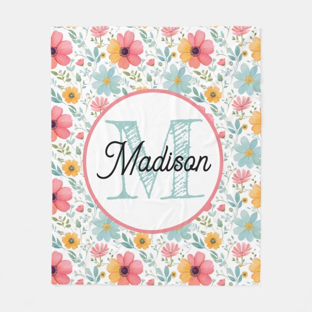 Monogramme personnaliser la couverture en toison (Devant)