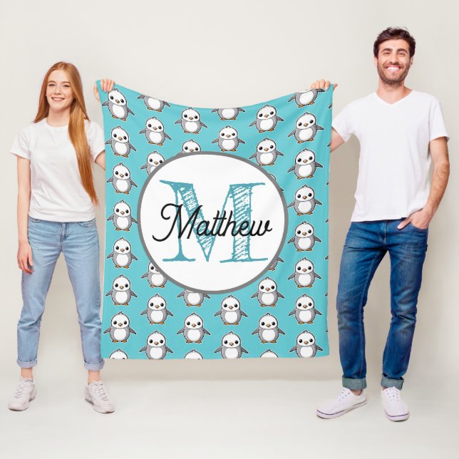 Monogramme personnaliser polaire couverture pingou (En situation)