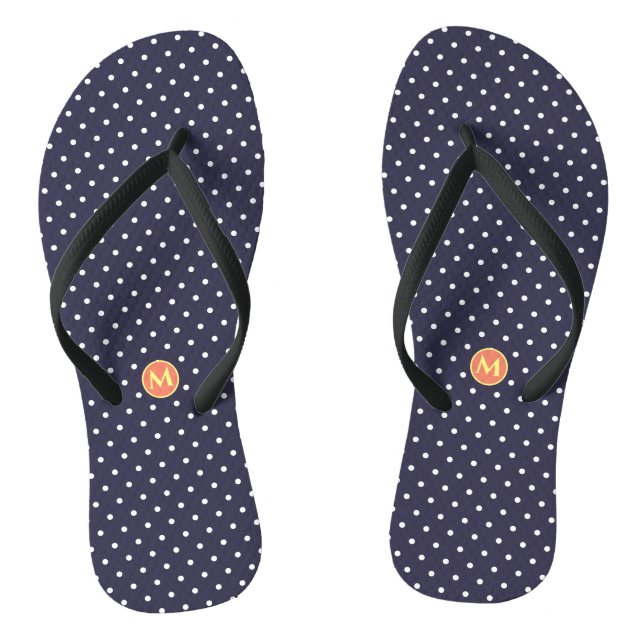 Monogramme Petites tongs bleu Pointe Polka (Semelle)