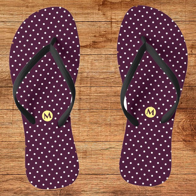 Monogramme Petites tongs pourpres Pointe Polka (Créateur téléchargé)