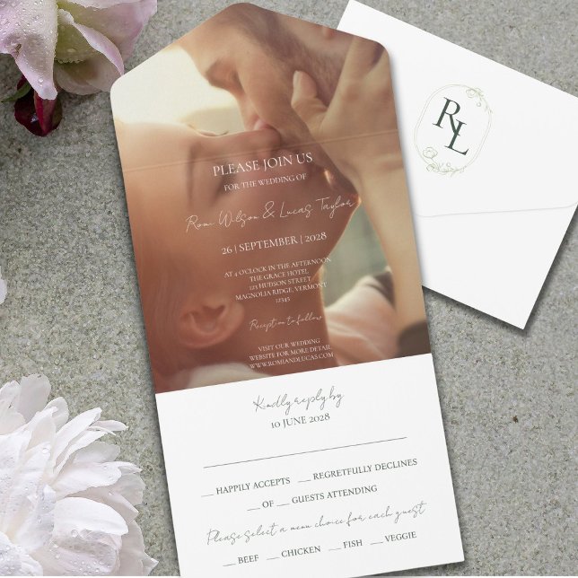 Monogramme photo en couple | Invitation de mariage (Créateur téléchargé)