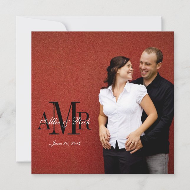 Monogramme photo Invitations de mariage Zebra (Devant)