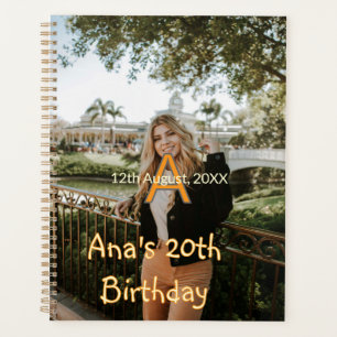 Monogramme photo joyeux 20e anniversaire orange gr