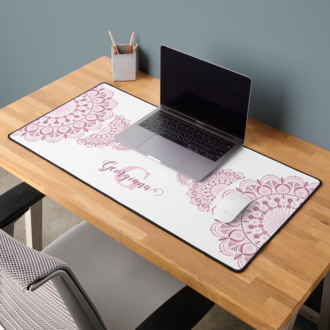 Monogramme Pink Confetti dentelle ornementale Mand (Bureau 2)