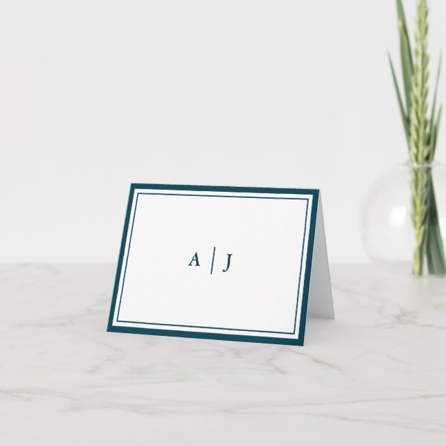 Monogramme plié bleu sarcelle minimaliste élégant (Devant)