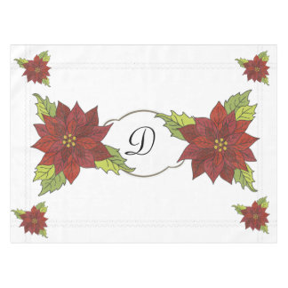 Monogramme Poinsettias sur nappes de vacances blan