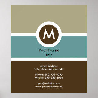 Monogramme Poster d'affaires-36x42