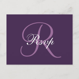 Monogramme pourpre Carte postale RSVP Mariage él