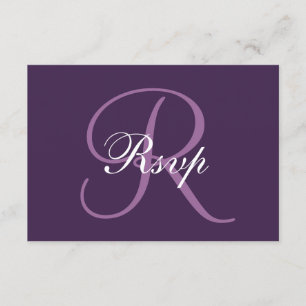 Monogramme pourpre Carte RSVP de mariage élégant