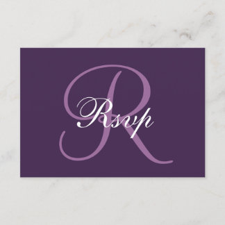 Monogramme pourpre | Carte RSVP de mariage élégant