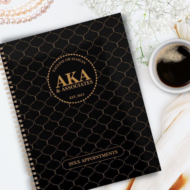 Monogramme professionnel Black Gold Trellis (Créateur téléchargé)